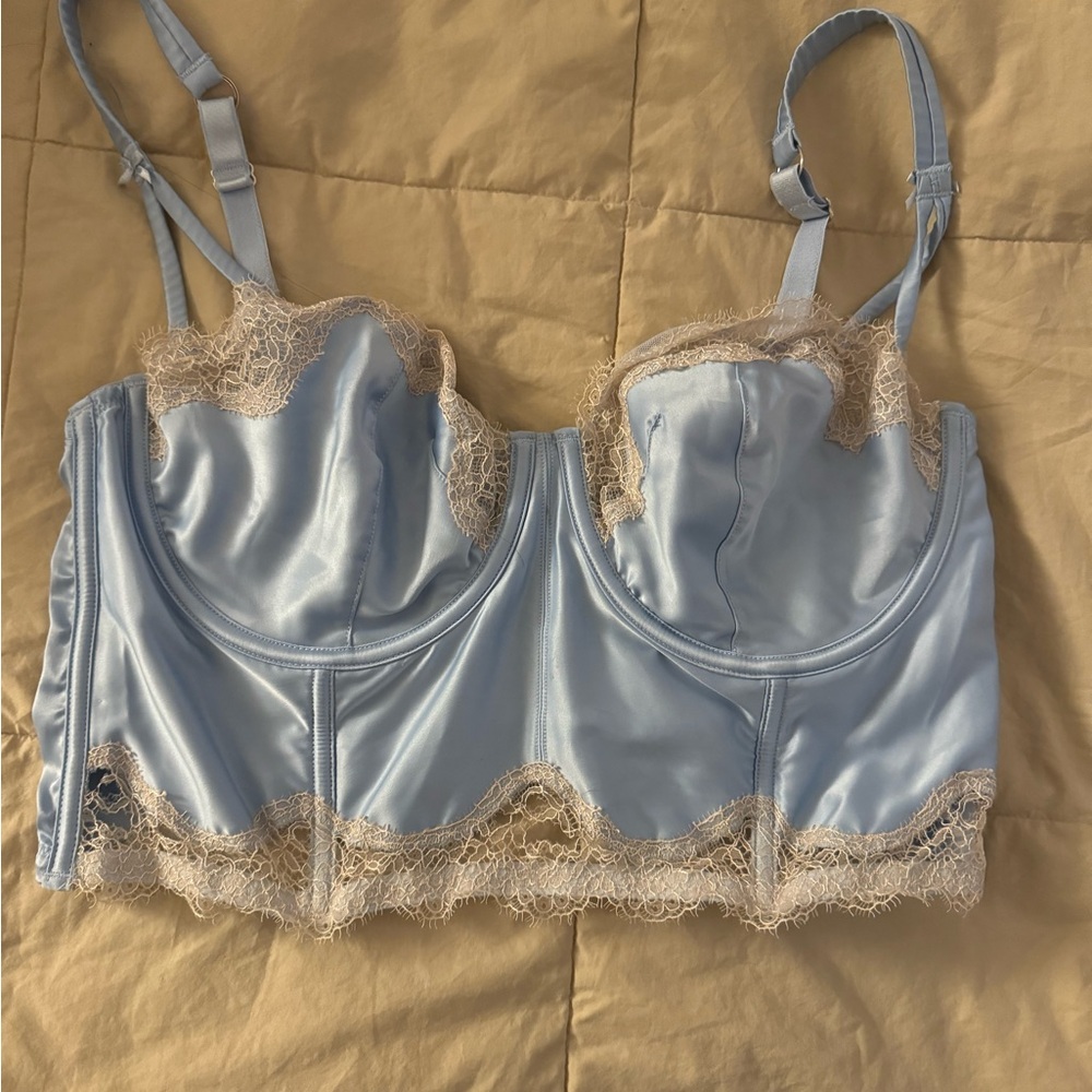 Blue Lace Trim Corset - Victorias Secret
